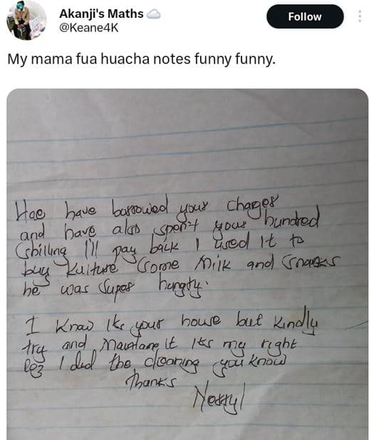 Akanji's maths keane4k follow my mama fua huacha notes funny funny. hao haue bur