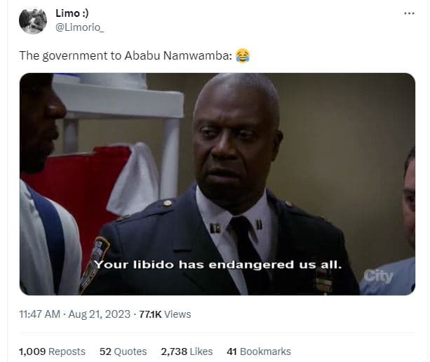 Limo limorio the government to ababu namwamba your libido has endangered us all.