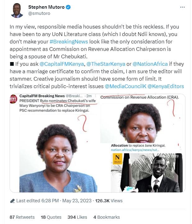 Stephen mutoro smutoro my view responsible media houses shouldn't be this reckle