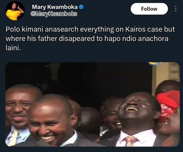 Mary kwamboka maiykwamlboks follow polo kimani anasearch everything on kairos ca