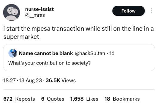 Nurse issist mras follow istart the mpesa transaction while still on the line in