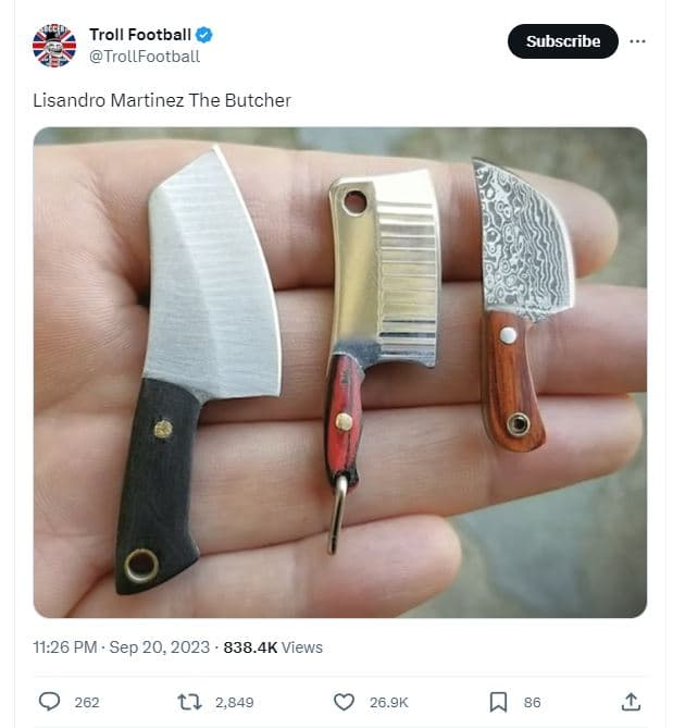 Troll football trollfootball subscribe lisandro martinez the butcher 11.26 pm se