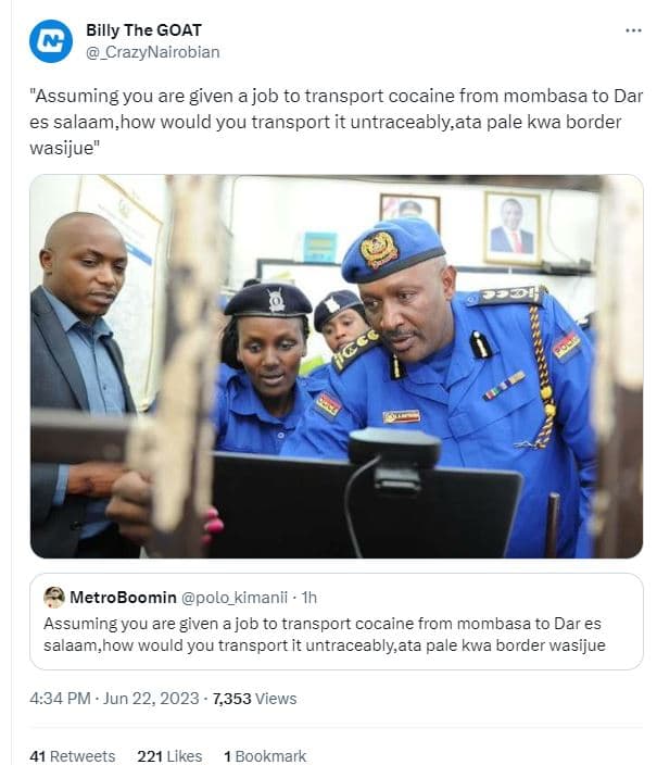 Billy the goat crazynairobian assuming you are given a job to transport cocaine