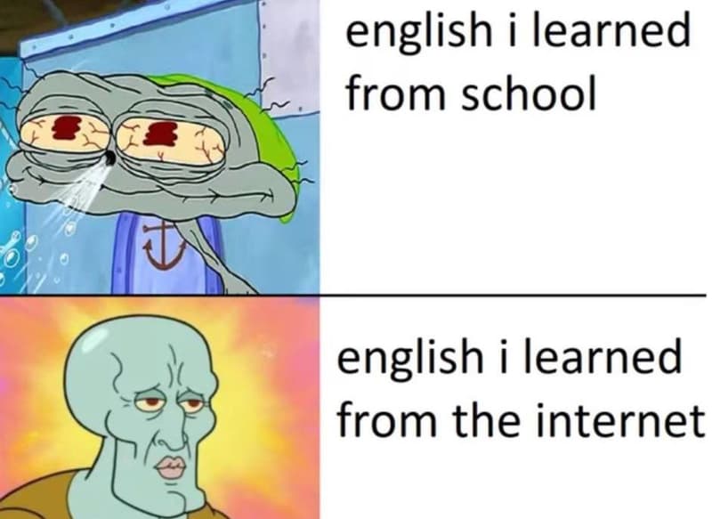 English i learned from school english i learned from the internet