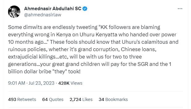 Ahmednasir abdullahi sc ahmednasirlaw some dimwits are endlessly tweeting kk fol