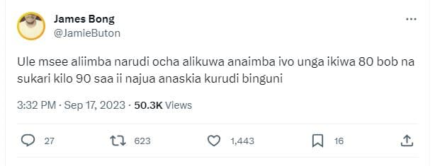 James bong jamiebuton ule msee aliimba narudi ocha alikuwa anaimba ivo unga ikiw