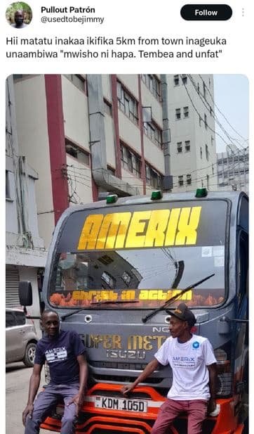 Pullout patrón usedtobejimmy follow hii matatu inakaa ikifika skm from town inag