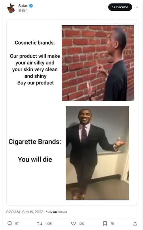 Satan s8n subscribe cosmetic brands our product will make your air silky and you