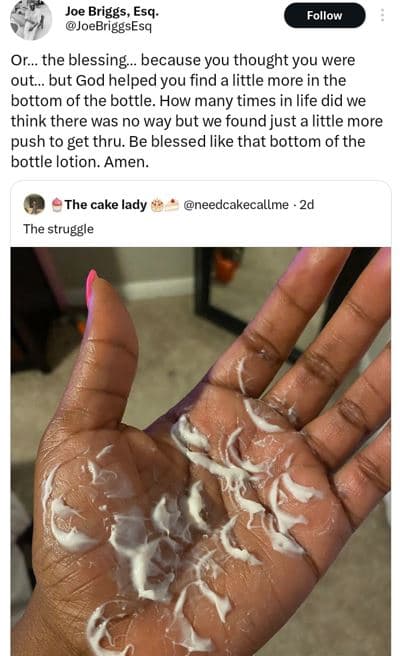 Joe briggs esq joebriggsesq follow or_ the blessing because you thought you were