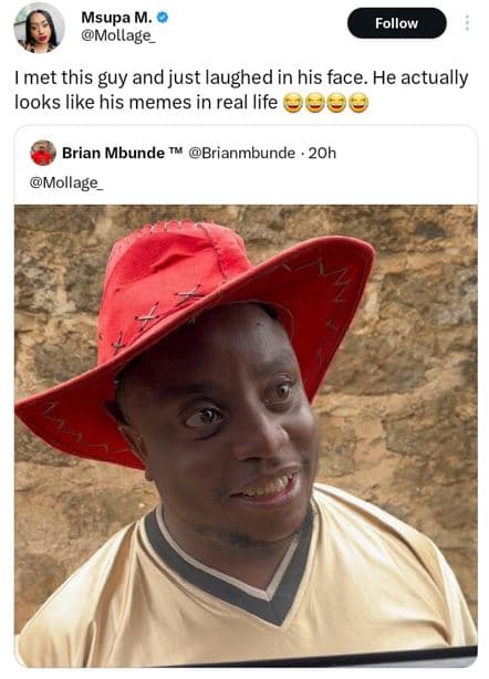 Msupa m. mollage_ follow met this guy and just laughed in his face. he actually