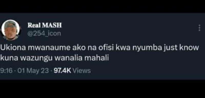 Renl mash 254 icon ukiona mwanaume ako na ofisi kwa nyumba just know kuna wazung