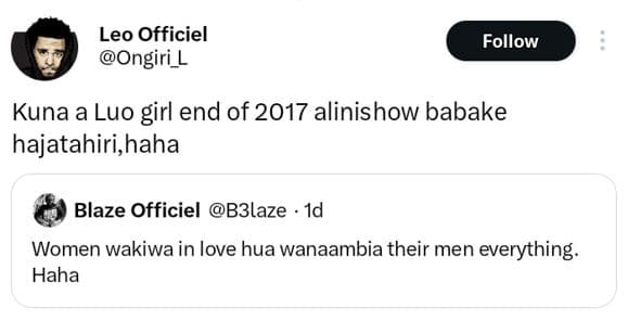 Leo officiel ongiri_l follow kuna a luo girl end of alinishow babake hajatahiri,