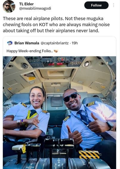 Tl elder mwabilimwagodi follow these are real airplane pilots. not these muguka