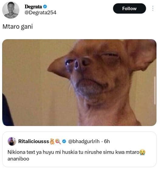 Degrata degrata254 follow mtaro gani ritaliciousss bhadgurlrih 6h nikiona text y