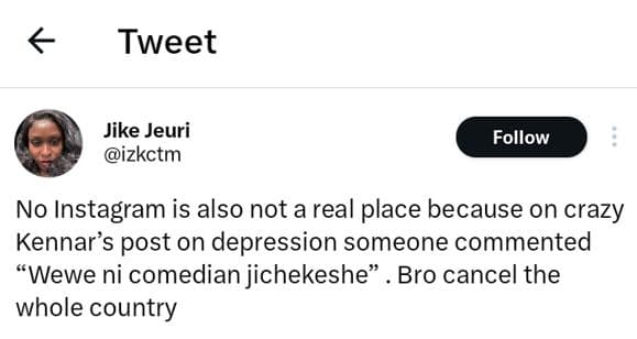 Tweet jike jeuri izkctm follow no instagram is also not a real place because on