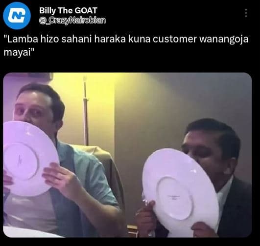 Billy the goat cazynafrobian lamba hizo sahani haraka kuna customer wanangoja ma