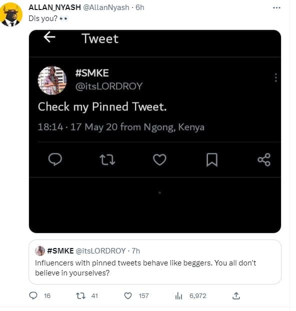 Allan_nyash allannyash dis you? tweet smke itslordroy check my pinned tweet. 18.