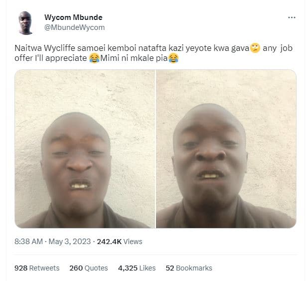 Wycom mbunde mbundewycom naitwa wycliffe samoei kemboi natafta kazi yeyote kwa g