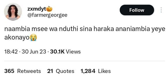 Zxmdyt farmergeorgee follow naambia msee wa nduthi sina haraka ananiambia yeye a