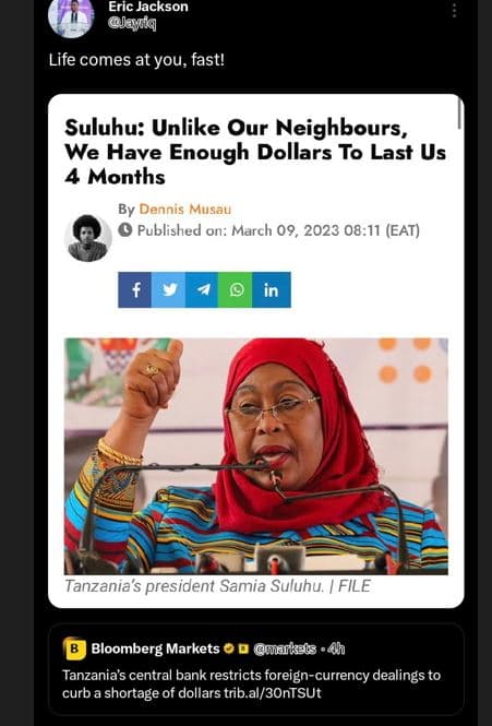 Eric jackson ayiq life comes at you fast! suluhu unlike qur neighbours , we have