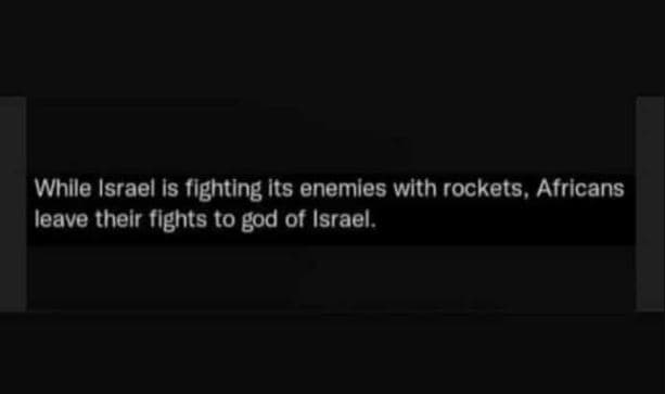 While israel is fighting its enemies with rockets, africans leave thelr fights t
