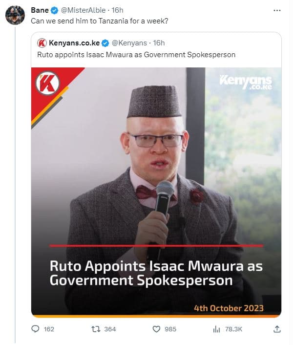 Bane misteralbie 16h can we send him to tanzania for a week? kenyans.co.ke kenya