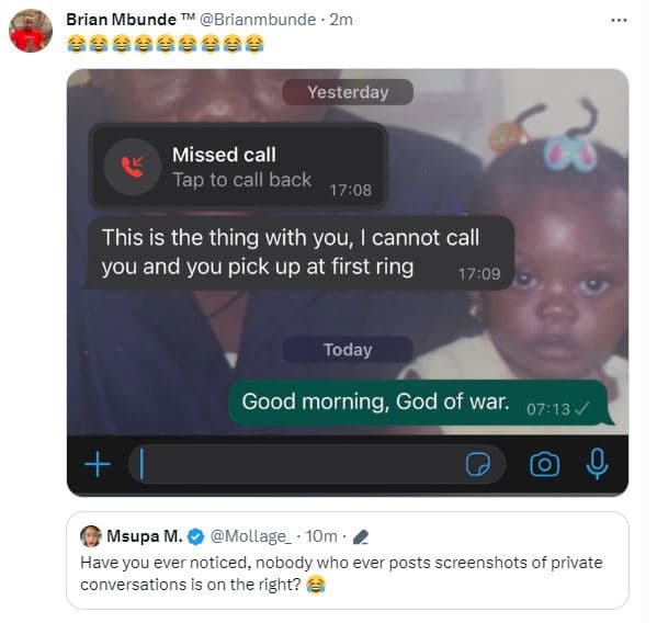 Brian mbunde brianmbunde 2m aaaaaa04 yesterday missed call tap to call back 1708