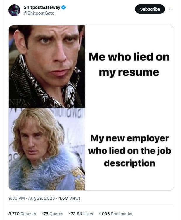 Shitpostgateway shitpostgate subscribe me who lied on my resume nea my new emplo