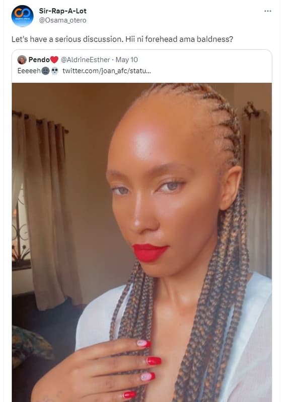 Sirrapalot osama_otero let's have a serious discussion. hii ni forehead ama bald