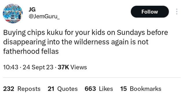 Jg jemguru _ follow buying chips kuku for your kids on sundays before disappeari