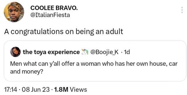 Coolee bravo. italianfiesta congratulations on being an adult the toya experienc