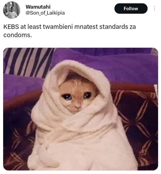 Wamutahi son_of_laikipia follow kebs at least twambieni mnatest standards za con