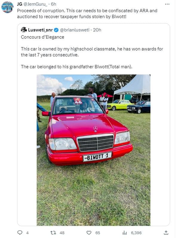 Jg jemguru_ proceeds of corruption. this car needs to be confiscated by ara and