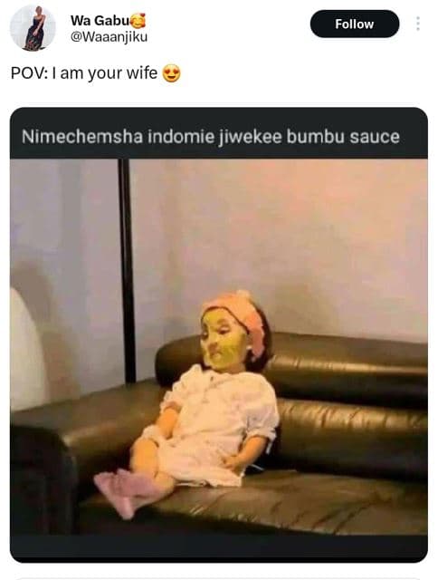 Wa gabu waaaniiku follow pov am your wife nimechemsha indomie jiwekee bumbu sauc