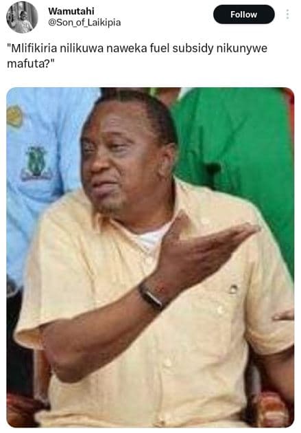 Wamutahi son of laikipia follow 'mlifikiria nilikuwa naweka fuel subsidy nikunyw