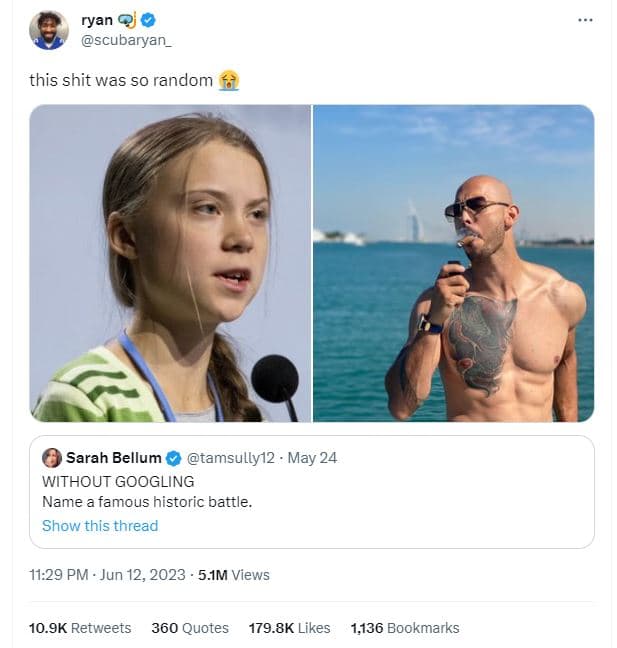 Ryan scubaryan_ this shit was so random sarah bellum tamsully12 . may 24 without