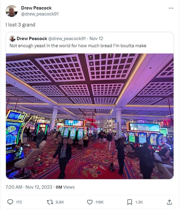 Drew peacock drew_peacock91 lost 3 grand drew peacock drew_peacock91 nov 12 not