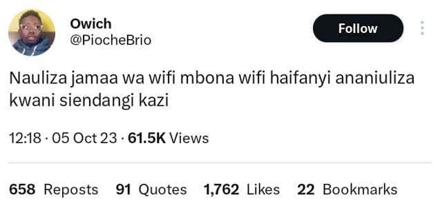 Owich piochebrio follow nauliza jamaa wa wifi mbona wifi haifanyi ananiuliza kwa