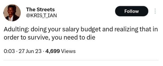 The streets kris_t_ian follow adulting doing your salary budget and realizing th