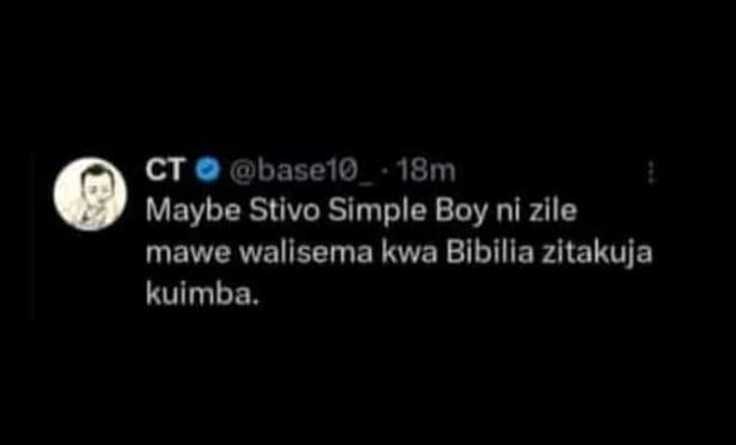 Ct baselo 18m1 maybe stivo simple boy ni zile mawe walisema kwa bibilla zitakuja