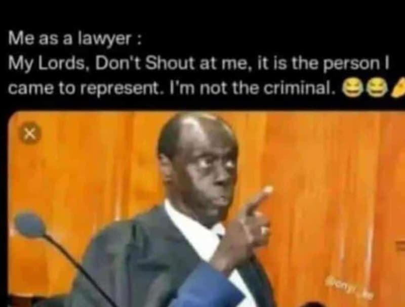 Me as a lawyer my lords, don't shout at me. it is the person came 0 represent .
