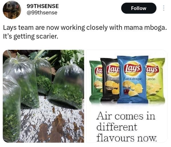 99thsense 99thsense follow lays team are now working closely with mama mboga. it