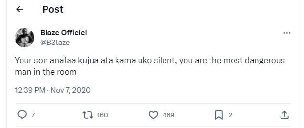 Post blaze officiel b3laze your son anafaa kujua ata kama uko silent, you are th