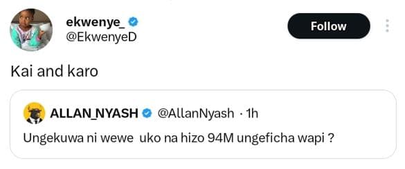 Ekwenye ekwenyed follow kai and karo allan_nyash allannyash ih ungekuwa ni wewe