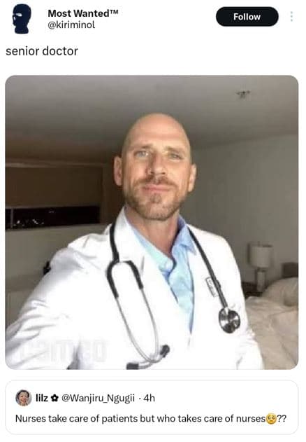 Most wantedtm kiriminol follow senior doctor lilz wanjiru_ngugii nurses take car