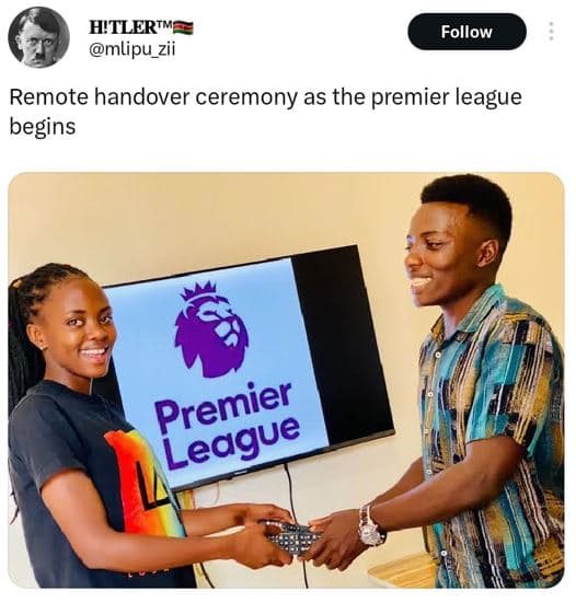 H!tlertme mlipu_zii follow remote handover ceremony as the premier league begins