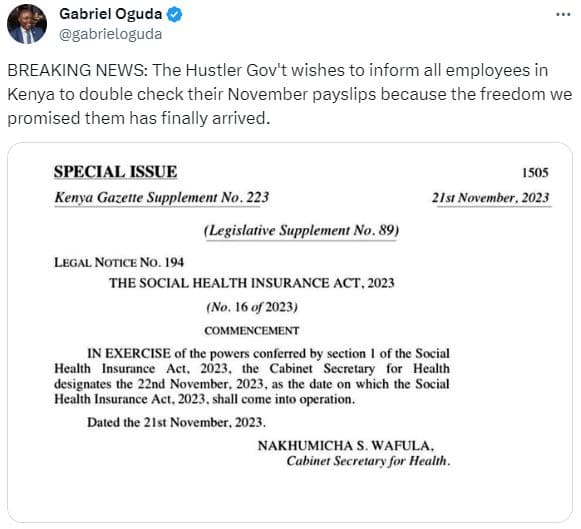 Gabriel oguda gabrieloguda breaking news the hustler gov't wishes to inform all