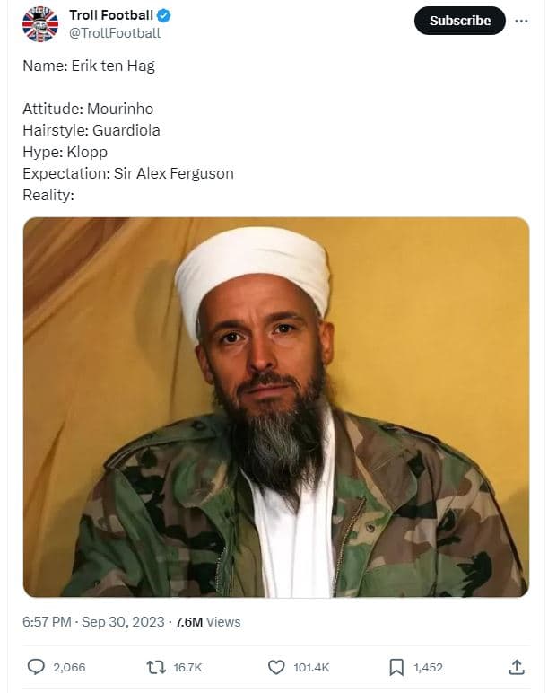 Troll football trollfootball subscribe name erik ten hag attitude mourinho hairs