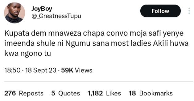 Joyboy greatnesstupu follow kupata dem mnaweza chapa convo moja safi yenye imeen