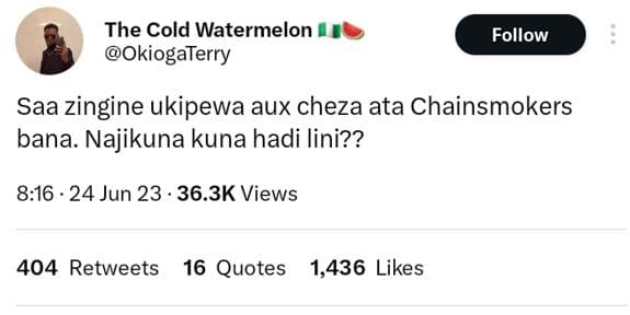 The cold watermelon okiogaterry follow saa zingine ukipewa aux cheza ata chainsm